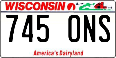 WI license plate 745ONS