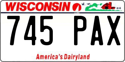 WI license plate 745PAX