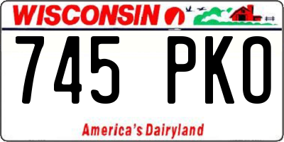 WI license plate 745PKO