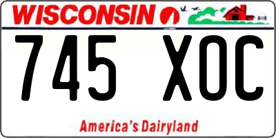 WI license plate 745XOC