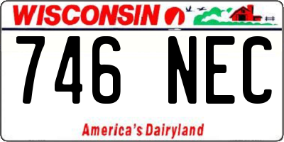 WI license plate 746NEC