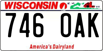 WI license plate 746OAK