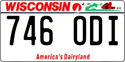 WI license plate 746ODI