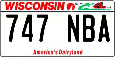 WI license plate 747NBA