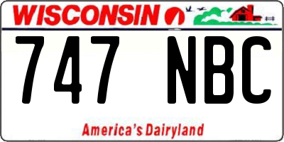 WI license plate 747NBC