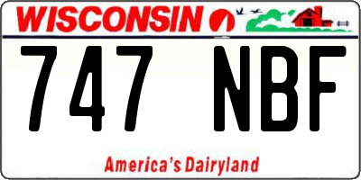 WI license plate 747NBF