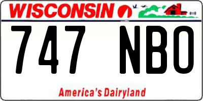 WI license plate 747NBO