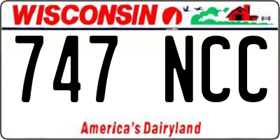 WI license plate 747NCC
