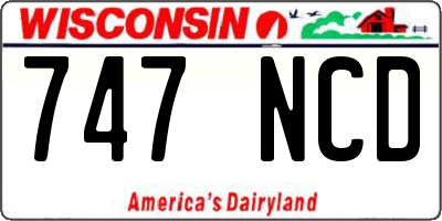 WI license plate 747NCD