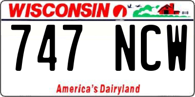 WI license plate 747NCW