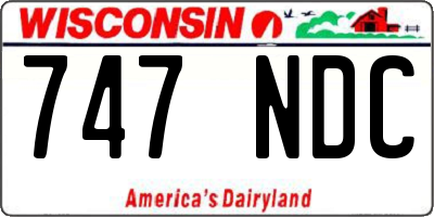 WI license plate 747NDC