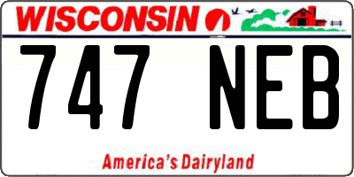 WI license plate 747NEB