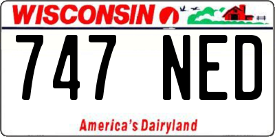 WI license plate 747NED