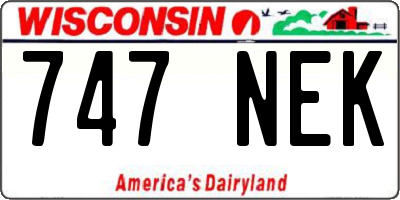 WI license plate 747NEK