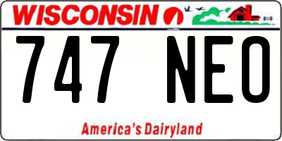 WI license plate 747NEO