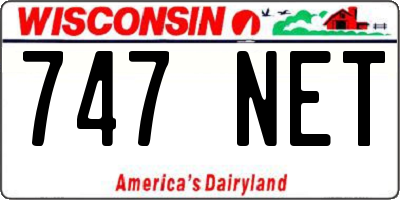 WI license plate 747NET