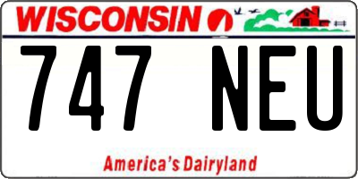 WI license plate 747NEU