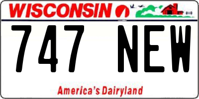 WI license plate 747NEW