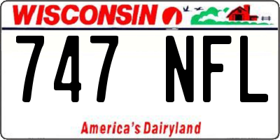 WI license plate 747NFL