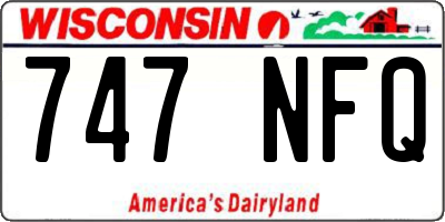 WI license plate 747NFQ