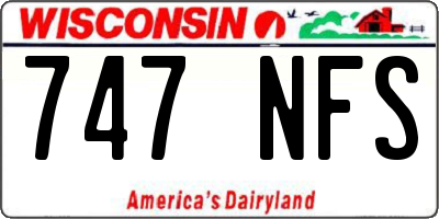 WI license plate 747NFS