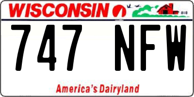 WI license plate 747NFW