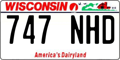 WI license plate 747NHD