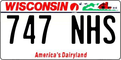 WI license plate 747NHS