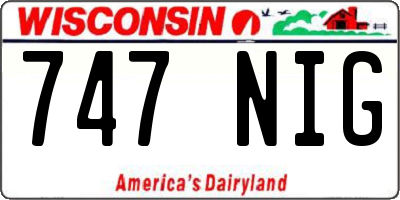 WI license plate 747NIG