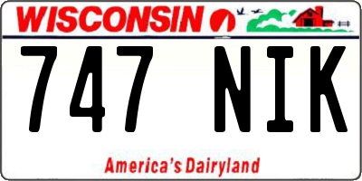 WI license plate 747NIK