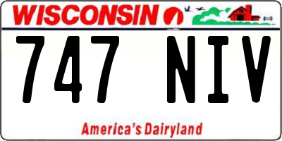 WI license plate 747NIV