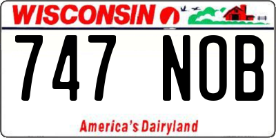 WI license plate 747NOB