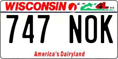 WI license plate 747NOK
