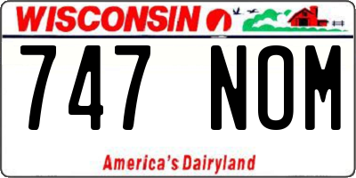 WI license plate 747NOM
