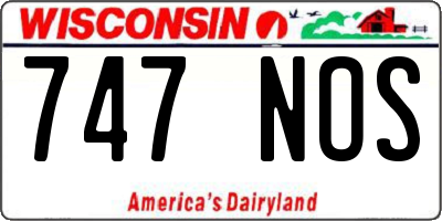 WI license plate 747NOS