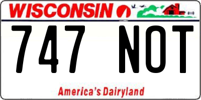 WI license plate 747NOT