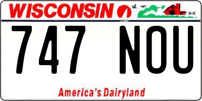 WI license plate 747NOU