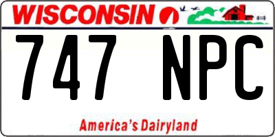 WI license plate 747NPC