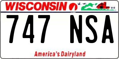 WI license plate 747NSA