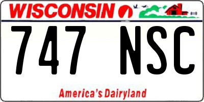 WI license plate 747NSC