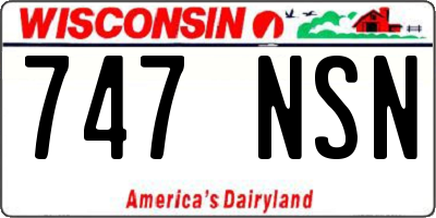WI license plate 747NSN