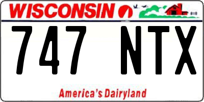 WI license plate 747NTX
