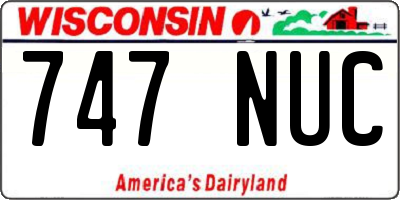 WI license plate 747NUC