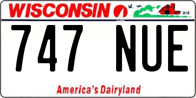 WI license plate 747NUE