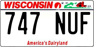 WI license plate 747NUF