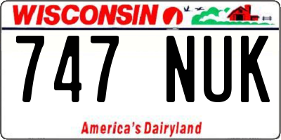 WI license plate 747NUK