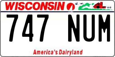 WI license plate 747NUM