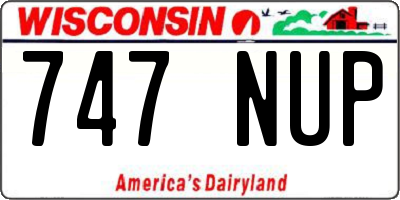 WI license plate 747NUP