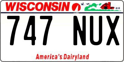 WI license plate 747NUX