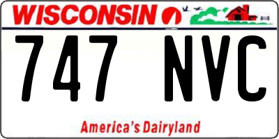 WI license plate 747NVC